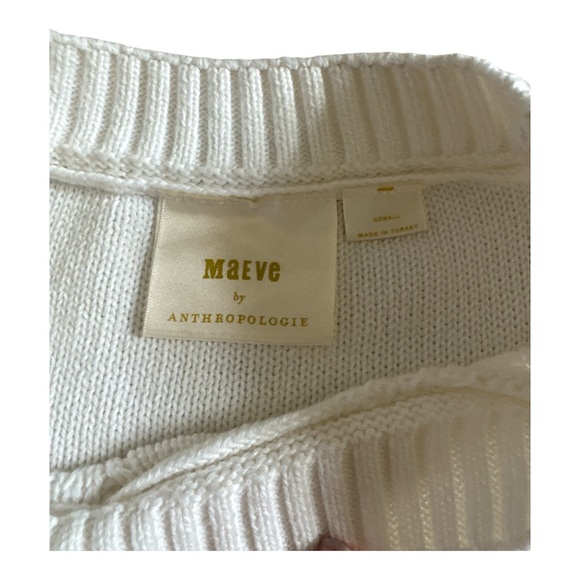 Maeve Anthropologie Cable Knit Sweater Vest Cream XS/S Preppy Cropped - Picture 2 of 4
